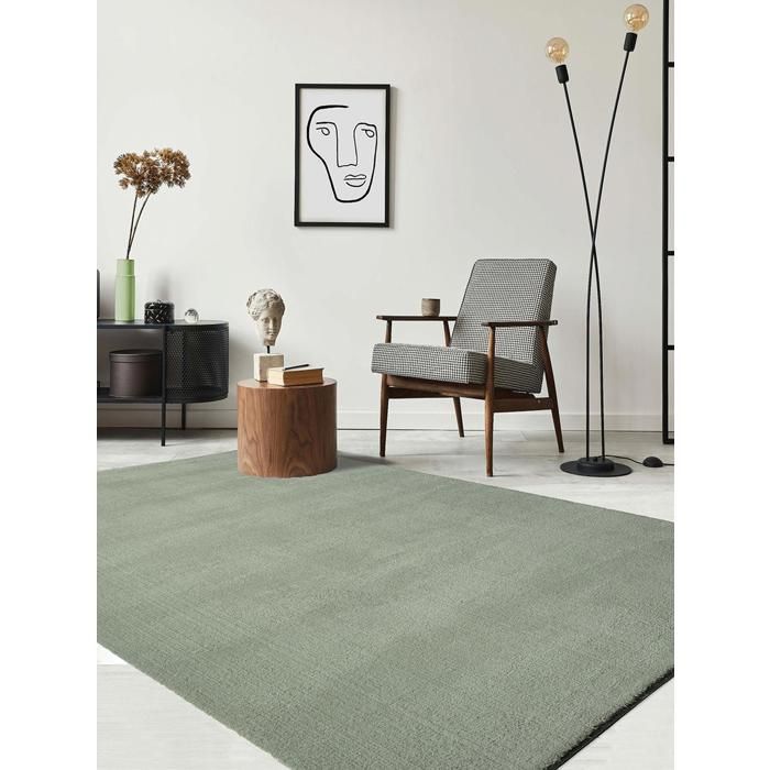 the carpet Relax tapis moelleux à poils courts antidérapant lavable à 30 degrés Vert 300 x 400 cm