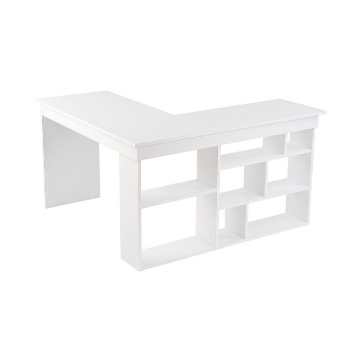 bureau en bois Vesper 130 x 120 x 72 cm - Blanc naturel