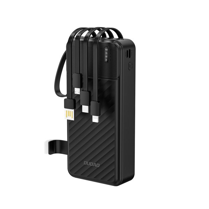 Batterie externe K11 Pro 20 000 mAh avec câbles intégrés - Noire