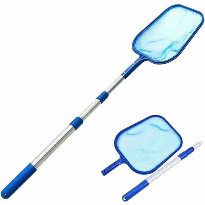 Épuisette de piscine - OKZ® - Longueur totale 150 cm - Filet à mailles serrées - Tube en aluminium robuste