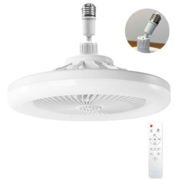 Ventilateur de Plafond avec Lumière LED E27 Télécommande Ventilateur Silencieux 3 Vitesses Minuterie pour Chambre Salon