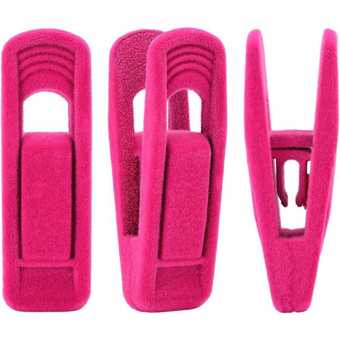 Clips pour cintres en velours pinces pour pantalon et jupe lot de 20 rose vif antidérapants