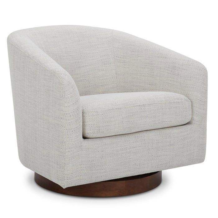 Fauteuil Pivotant CHITA Siège Baquet Rembourré En Tissu Certifié FSC Pour Salon-Blanc