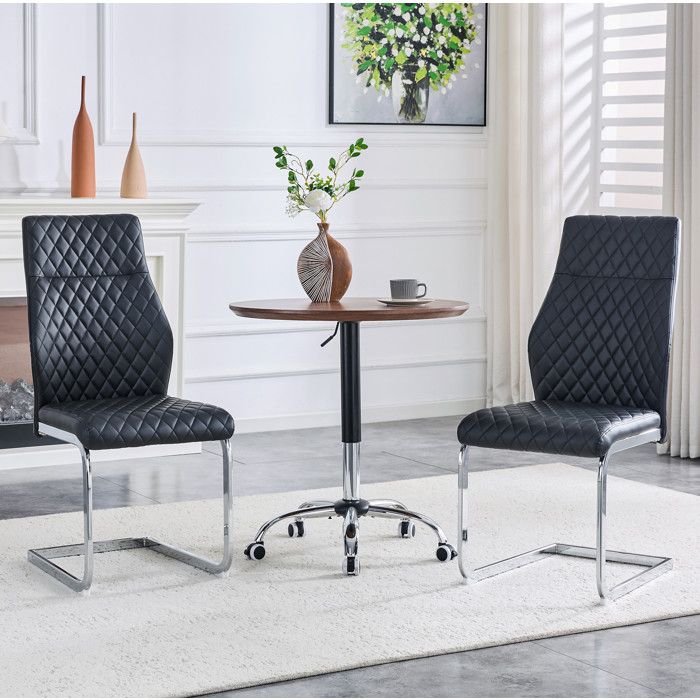 Chaise De Salle A Manger En Simili PU Noir Chaise Capitonnée Moderne FloraGrace Pour Salle A Manger Lot De 2 50x43x100cm