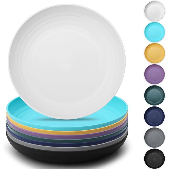 Assiettes Service de Table 8pcsincassable et réutilisable Assiettes légères Pâtes et boulettes 1mutil Couleur ENSEMBLE USTENSILES