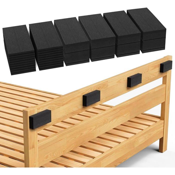 Butées de Tête de Lit Antibruit EVA 32 Pièces 25 mm et 5 mm Protections Murales Adhésives Noires