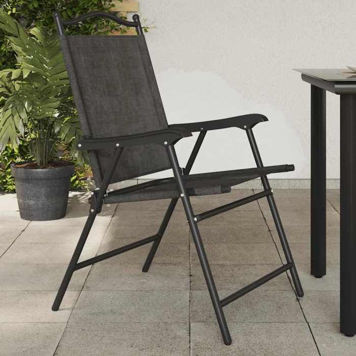 Chaises de jardin pliables chaises balcon pliante (lot de 2) en acier et textilène LL539