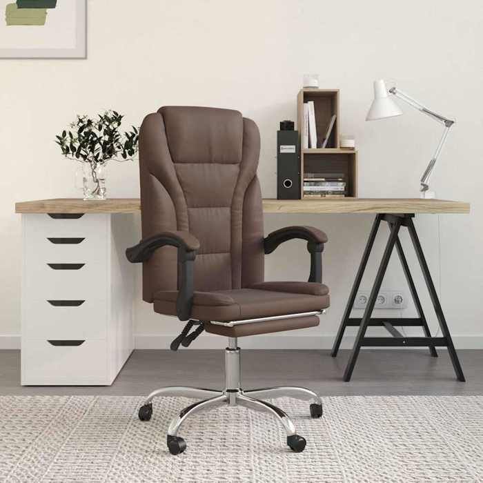 Meilleure MEUBLE Fauteuil inclinable de bureau Marron Similicuir&01_5201