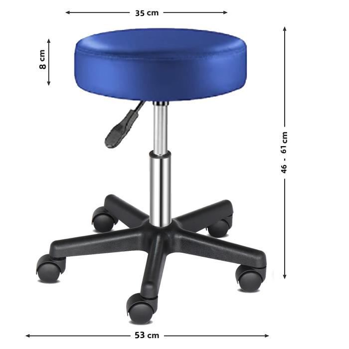 alightup- tabouret de bureau, avec roulettes, rotation à 360°- bleu