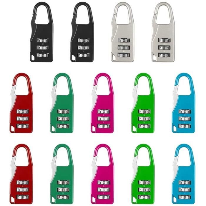 Lot De 7 Cadenas à Bagages EL52-2 – Noir, Sécurité Voyage Et Valise