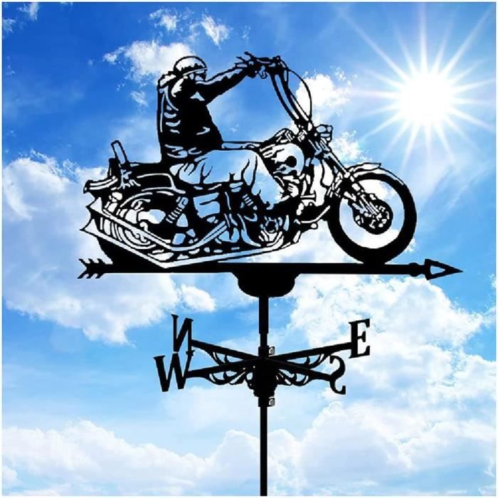 Fou Moto Girouette Toits Pelouses Girouette Arrière-Cours Vitesse du Vent Direction Jardins Extérieurs Enjeux Girouette,86 * [296]