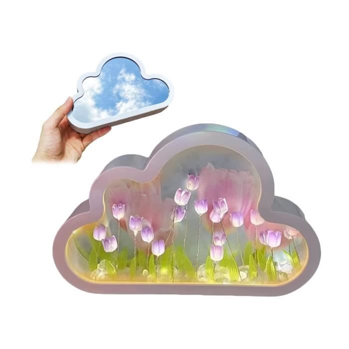 Veilleuse DIY - Cloud Mirror - Lampe Tulipe - LED - Piles - Décorations Intérieures