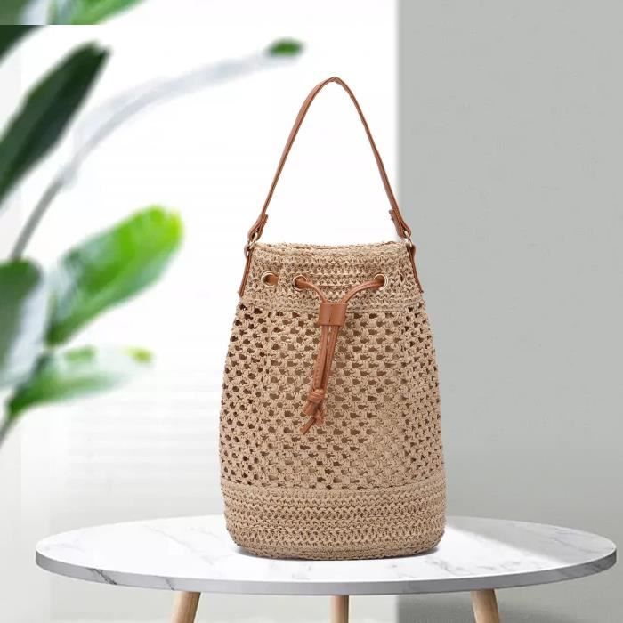 Shyllin Sac En Paille Femme, Sac à Main à Bandoulière De Plage, Sac
