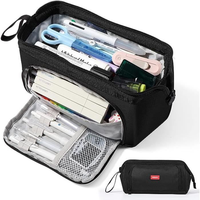Trousse 3 Compartiments ONCCI - Grande Capacité 60 Crayons - Multifonction école/bureau