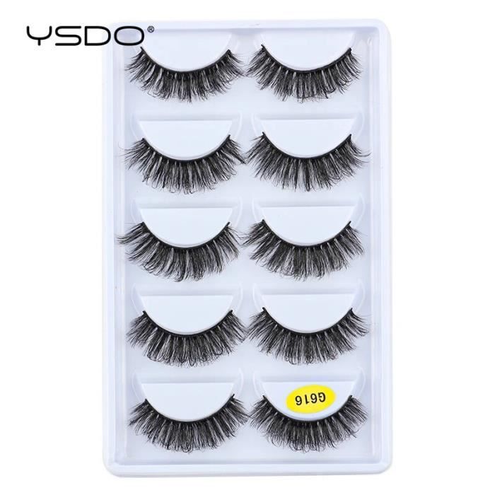 Faux Cils 3D Réutilisables Naturels Style Wispy - Lot De 5 Paires - Marque Glowing Win