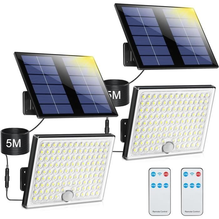 Lampe Solaire Extérieure 46 LED Avec Détecteur De Mouvement - Batterie 3000 MAh, IP65 étanche, 4 Modes, éclairage Sécurité Jardin