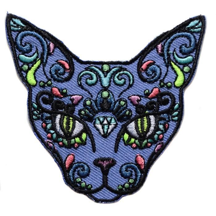 ÉCUSSON PATCH BRODE thermocollant TÊTE de CHATON ** 4 x 4,5 cm **