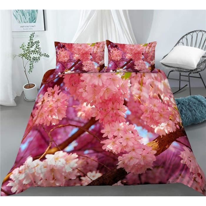 Housse de couette 140x200cm-Fleur Printemps Parure De Lit Fleur De