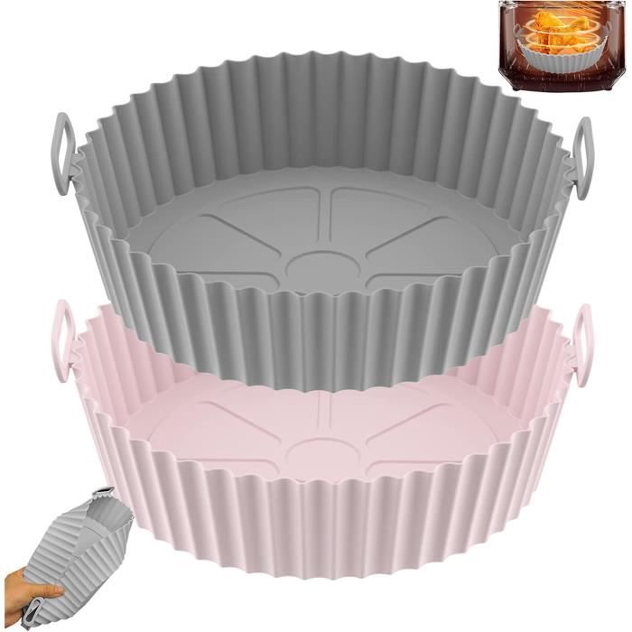 Alyvisun Lot De 2 Moules Silicone Air Fryer – Réutilisables, Antiadhésifs, 17,5x12x6 Cm, Pour Friteuse Sans Huile, Four, Micro-Ondes – Noir
