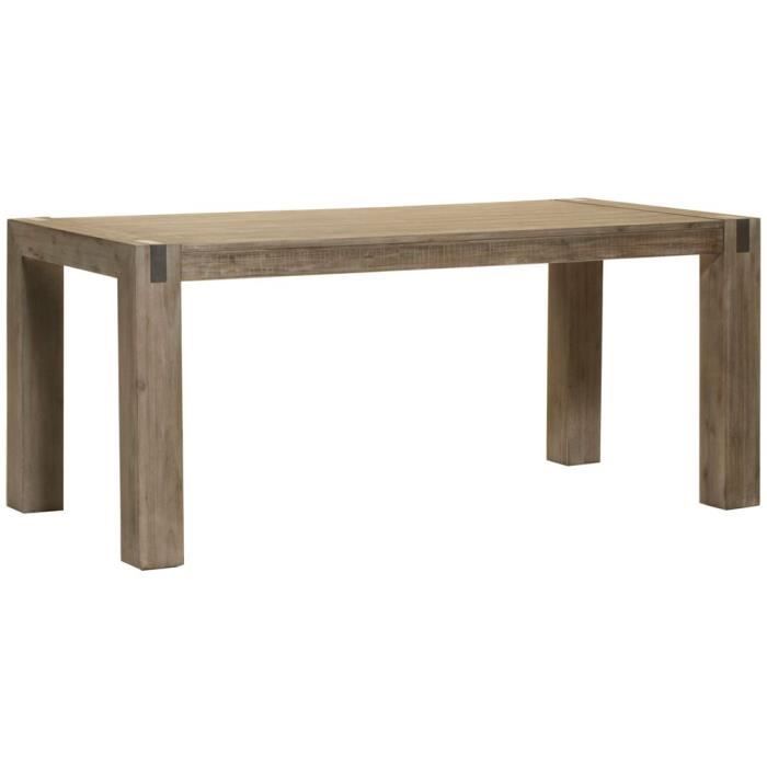 Table de salle à manger 180 cm en acacia massif coloris réglisse