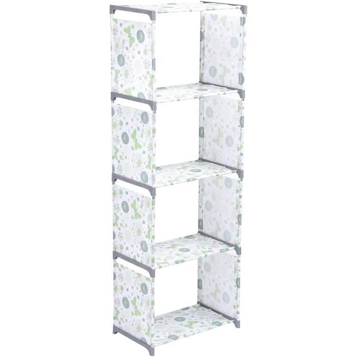 Étagère bibliothèque blanche et effet bois 4 niveaux - JENA