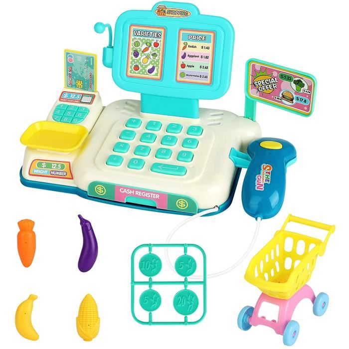 Caisse Enregistreuse Pâte à Modeler BuzzoXerex – 12 Accessoires, Scanner, Chariot, Jeu De Rôle Dès 3 Ans