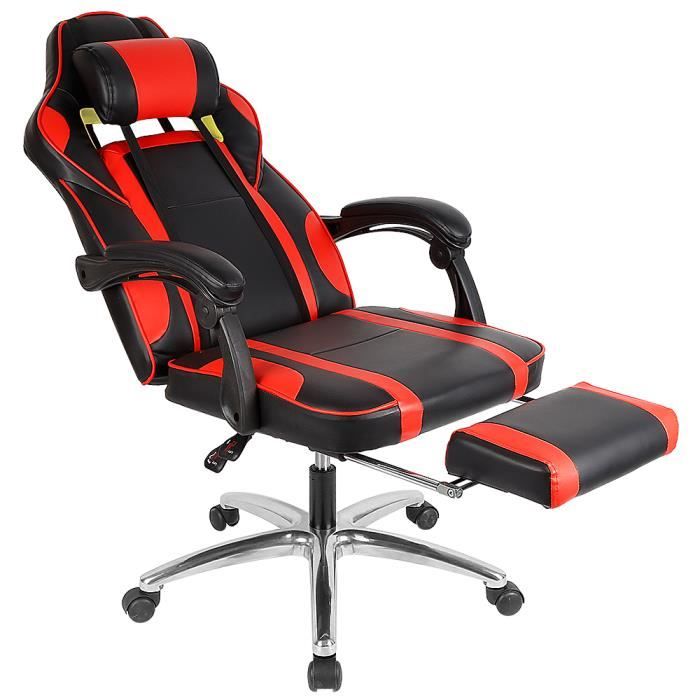 Fauteuil De Bureau Gamer Rouge Et Noir Achat Vente Chaise De Bureau Cdiscount
