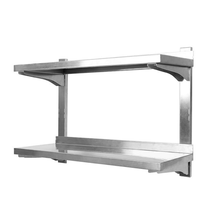 Étagère de cuisine en inox à deux couches avec hauteur réglable - Blanc - 80*30*40cm