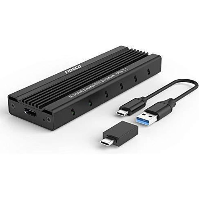 Boîtier SSD Externe M.2 NVME, FIDECO PCIe USB 3.1, 10Gbps Gen2 Boîtier  Externe de Adaptateur, Boîtier Disque Dur pour NVME M-Key & - Cdiscount  Informatique
