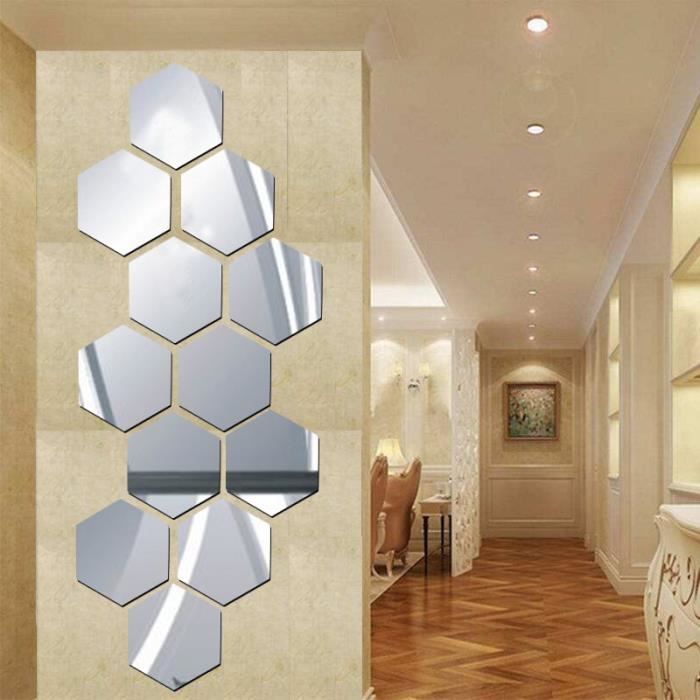 Miroir hexagonal en plastique réfléchissant - ZGEER - 24 pièces - Argenté - Décoration murale moderne - Maison Miroir hexagonal en plastique réfléchissant - ZGEER - 24 pièces - Argenté - Décoration murale moderne - Maison