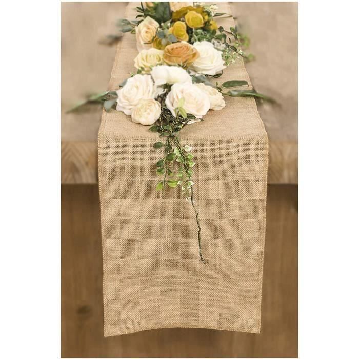 Chemin De Table En Jute 30 Cm X 10 M - Style Rustique, Bord Cousu - Pour Mariage, Noël, événements, Décoration Table