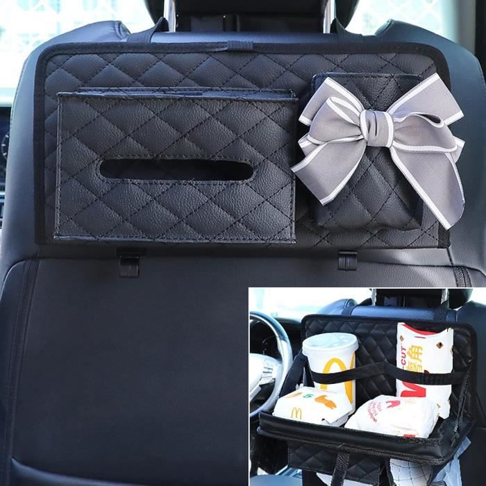 CAUTIOUS Rangement Siege Arriere Voiture En PU Avec 4 Crochets Et Support Téléphone, Organisateur Voiture Organisateur Siege Voiture Organisateur Voiture Enfant Accessoire Voiture Interieur, Noir