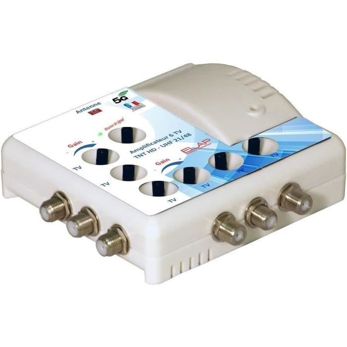 Amplificateur TNT Intérieur Elap - 2 Sorties - Filtre 5G - Faible Consommation 1,5W