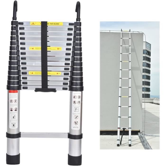 Escabeau-échelle Télescopique Woerther 4,4 M / 2,2 M – 14 Marches, 150 Kg, Housse Incluse