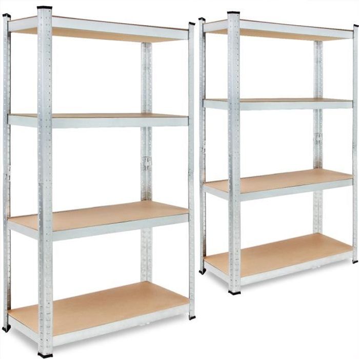 2x Étagères charge lourde metallique 4 tablettes 160x90x40cm Charge max. 700 kg 2x Étagères charge lourde metallique 4 tablettes 160x90x40cm Charge max. 700 kg