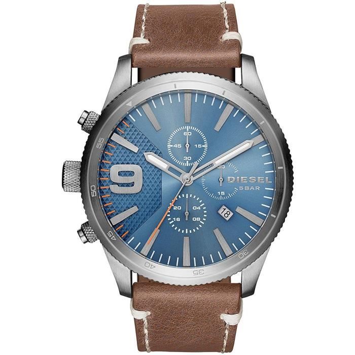 Diesel Homme 50mm Bracelet Cuir Boitier Acier Inoxydable Quartz Montre Dz4443 Achat Vente Montre Diesel Homme 50mm Bracelet Cdiscount