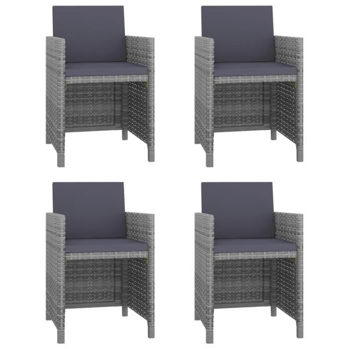 Salon de jardin encastrable 5 pcs et coussins Rotin Gris Dilwe7298382377749
