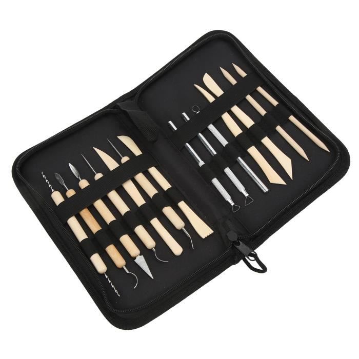 Kit Outils Poterie - QQMORA - 8 Pièces - Poignées en Bois - Acier Kit Outils Poterie - QQMORA - 8 Pièces - Poignées en Bois - Acier