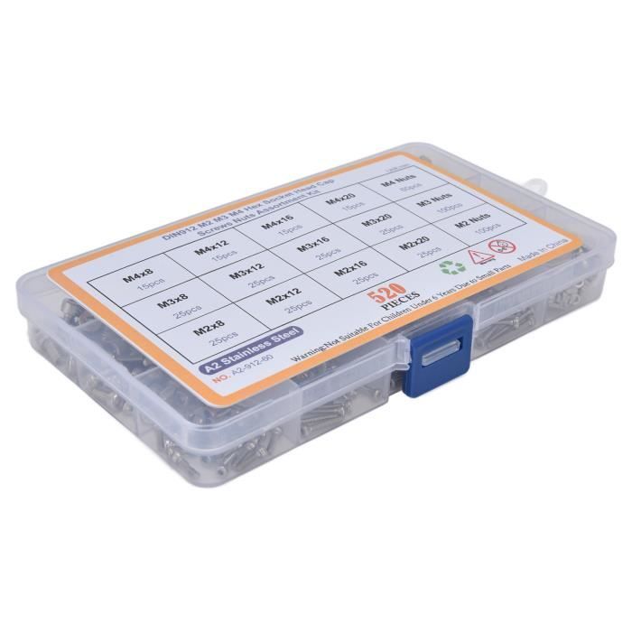 Kit De 2150 Pièces De Visserie Grade 8 - Boulons Hex, écrous, Rondelles Zingués Jaune, Tailles Variées