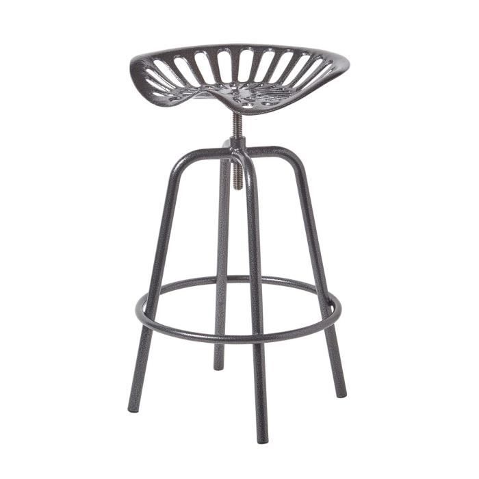 Tabouret vintage gris avec siège de tracteur pivotant 70 cm Tabouret vintage gris avec siège de tracteur pivotant 70 cm