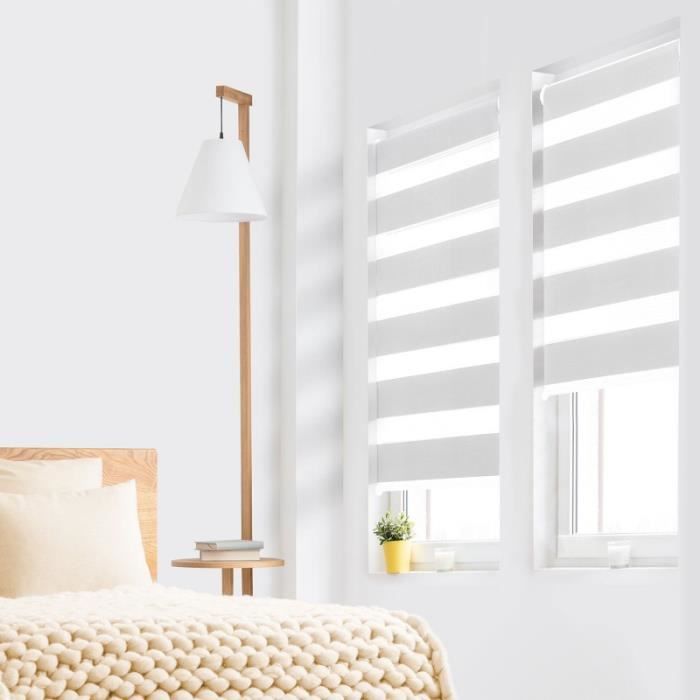Id Market Store Enrouleur Zebre Jour Nuit 45 X 170 Cm Blanc Cdiscount Maison