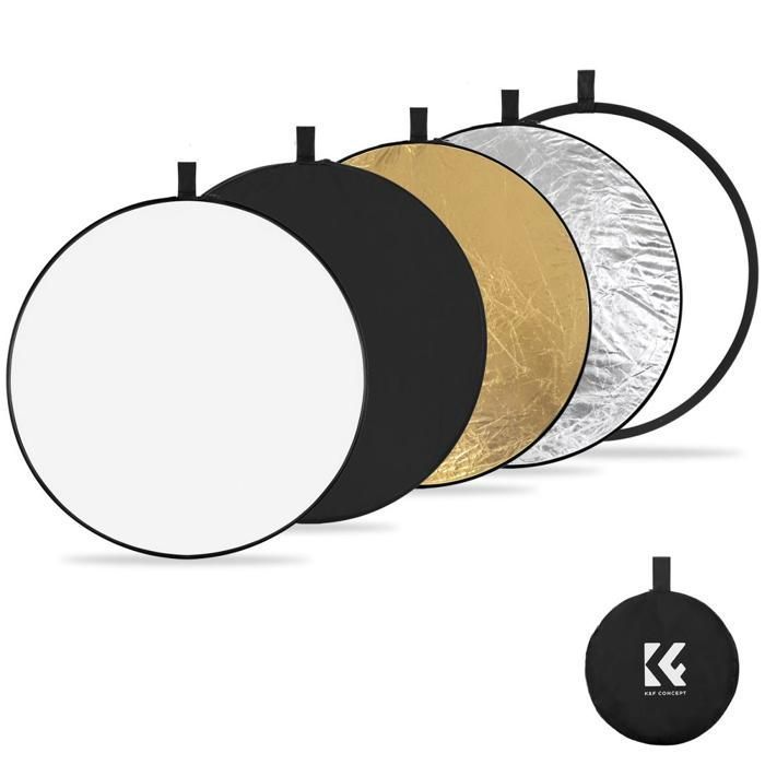 5 en 1 Réflecteur Circulaire 60cm - Panneau de Lumière Douce Réflecteur De Lumière Pliable pour Portrait,Selfie,Photographie