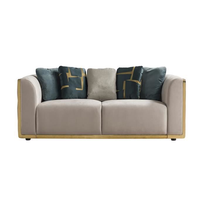 Canapé d'angle 2 places Beige Velours Design Confort