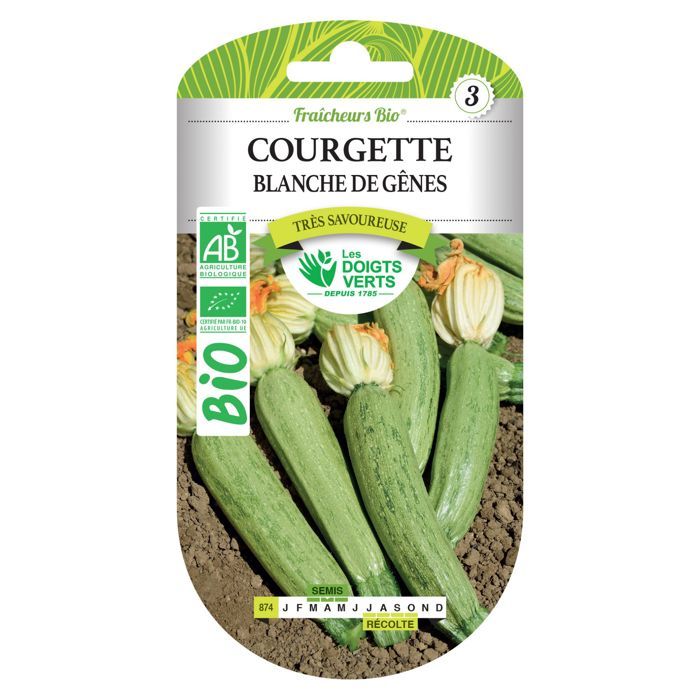 Comparer les prix de Graines courgette blanche de Gênes BIO - LES DOIGTS VERTS - Mélange de graines
