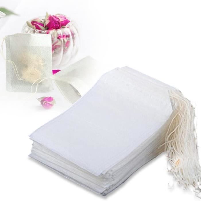 200 Sachets à Thé Vides En Papier Naturel Non Blanchi - Ronds, Avec Cordon De Serrage - Pour Thé, Café, épices, Bains - 6