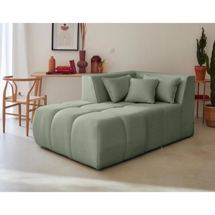 canapé caracas - module d'assise méridienne gauche - tissu - vert sauge - 2 places - contemporain - design