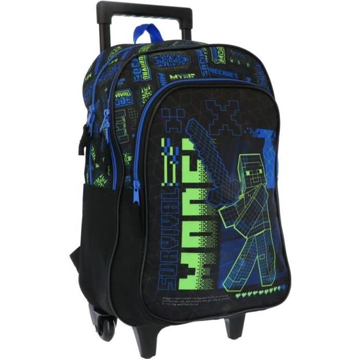 Sac dos roulettes Minecraft Bleu 42 CM Trolley Haut de Gamme