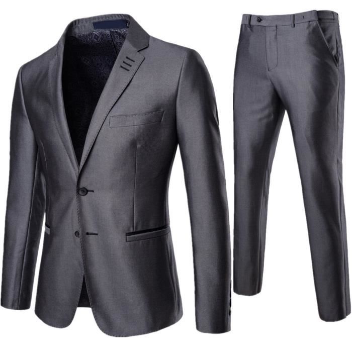 Costume Homme Mariage Slim 2 Pièces Décontracté Et Formelle Mince Mode 2 Boutons Costume
