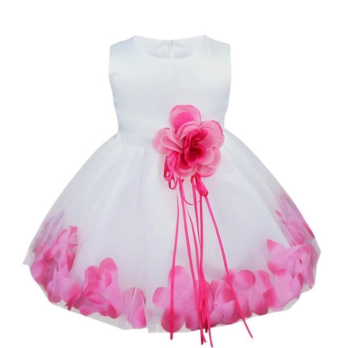 Robe De Mariage Bebe Fille Longue Robe Petale Fleur Robe Demoiselle D Honneur Tulle Robe 3 24 Mois Rose Rose Cdiscount Pret A Porter