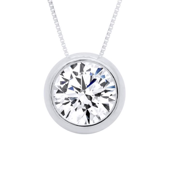 Pendentif Or Blanc 9k Zircone 605831 main image 1